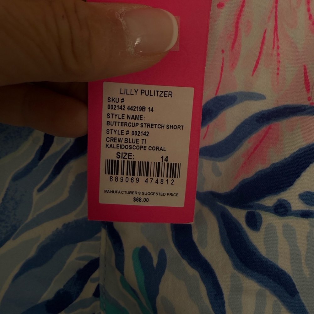 Lilly Pulitzer Seaweed-Print Scalloped Hem Shorts - Blue & Pink - Picture 2 of 2